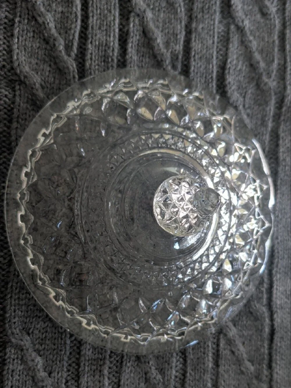 Anchor Hocking Wexford Pattern Clear Cut Glass Candy Dish with Lid
